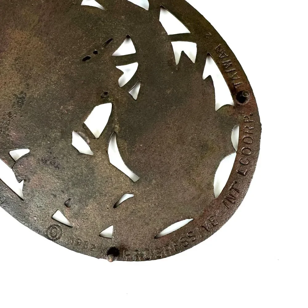 Vintage 80’s Floral Cast Iron Trivet Wall Hanging / Copper Brushed Finish